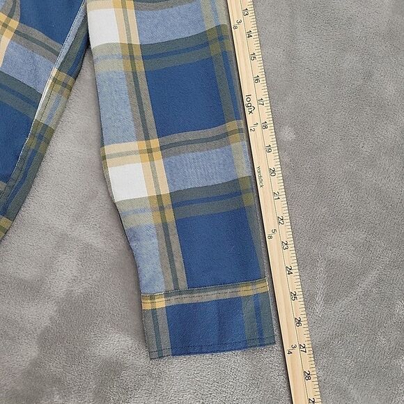 Lake & Trail Mens Soft Flannel Shirt Size Large Blue Gold Plaid Metal Buttons - Picture 8 of 9